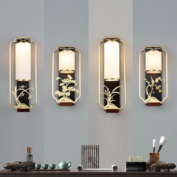 new all copper chinese style living room tv background corridor staircase glass long wall lamp
new all copper chinese style living room tv background corridor staircase glass long wall lamp
