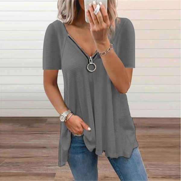 women's t-shirt summer women fashion solid color elegant short sleeve lady plus size loose pullover tunic v neck basic tees, White
women's t-shirt summer women fashion solid color elegant short sleeve lady plus size loose pullover tunic v neck basic tees, White