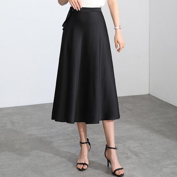 skirts women acetate satin skirt high waist summer solid color mature mid length slim a line, Black
skirts women acetate satin skirt high waist summer solid color mature mid length slim a line, Black