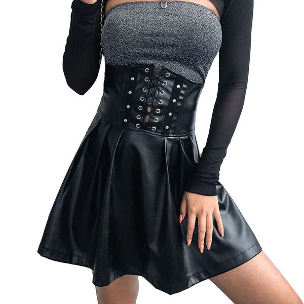 skirts iefiel women's gothic high waist bandage faux leather streetwear fashion black mini pleated party clubwear
skirts iefiel women's gothic high waist bandage faux leather streetwear fashion black mini pleated party clubwear