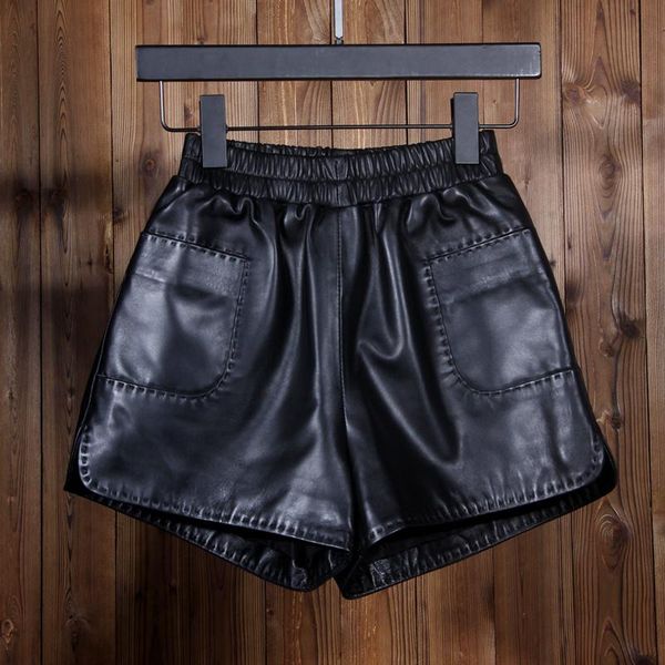 women's shorts madam genuine leather elastic high waist korean loose side split a wide-line leg of skin sheep spring fall girls, White;black
women's shorts madam genuine leather elastic high waist korean loose side split a wide-line leg of skin sheep spring fall girls, White;black