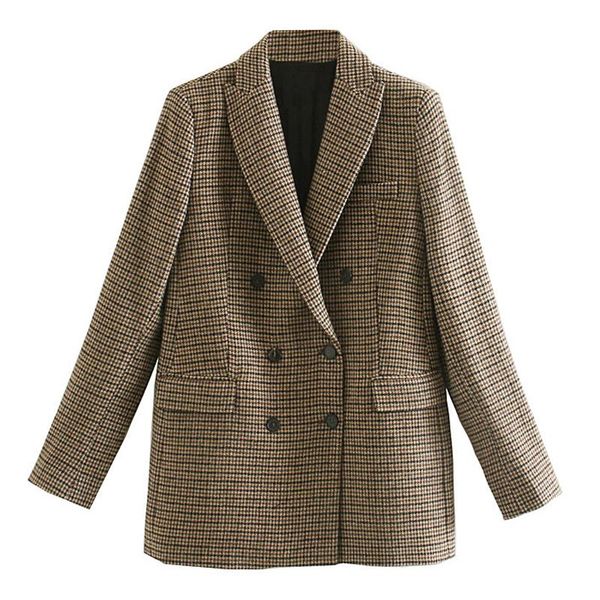 vintage casual plaid blazer women fashion double breasted office ladies suit jacket notched collar long sleeve coat ladies h1135, White;black
vintage casual plaid blazer women fashion double breasted office ladies suit jacket notched collar long sleeve coat ladies h1135, White;black