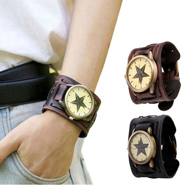 wristwatches retro punk rock big wide leather bracelet cuff gadgets cowhide alloy antique copper quartz men's watch in black and brown, Slivery;brown
wristwatches retro punk rock big wide leather bracelet cuff gadgets cowhide alloy antique copper quartz men's watch in black and brown, Slivery;brown