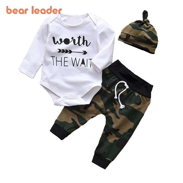 bear leader infant baby spring casual clothing set fashion girls camouflage outfits rompers heart pattern pants with hats y0909, White
bear leader infant baby spring casual clothing set fashion girls camouflage outfits rompers heart pattern pants with hats y0909, White