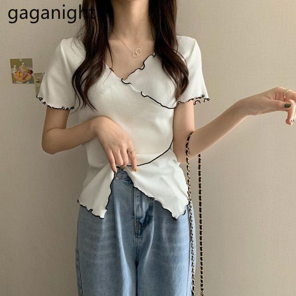 women's t-shirt gaganight summer women t shirt v neck ladies slim knitted crop short sleeve solid tee korean female tshirts, White
women's t-shirt gaganight summer women t shirt v neck ladies slim knitted crop short sleeve solid tee korean female tshirts, White