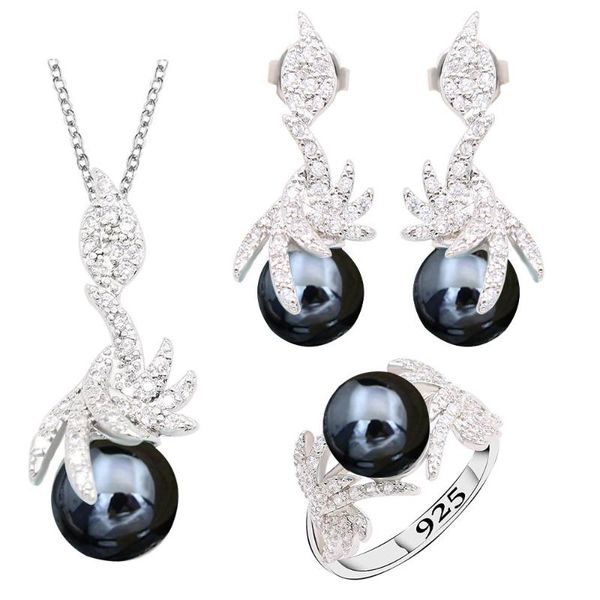 earrings & necklace black pearl silver color jewelry sets for women pendant ring arrival
earrings & necklace black pearl silver color jewelry sets for women pendant ring arrival