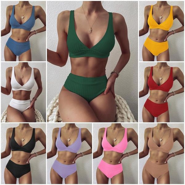 women's swimwear peachtan solid ribbed bikinis 2021 mujer high waist swimsuit women v neck female sport bathing suit stripe biquini, White;black
women's swimwear peachtan solid ribbed bikinis 2021 mujer high waist swimsuit women v neck female sport bathing suit stripe biquini, White;black