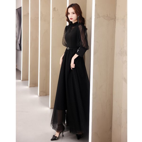 black eleant high collar lantern sleeve formal evening dress fashion simple a line prom party gown for women banquet, Black;red
black eleant high collar lantern sleeve formal evening dress fashion simple a line prom party gown for women banquet, Black;red