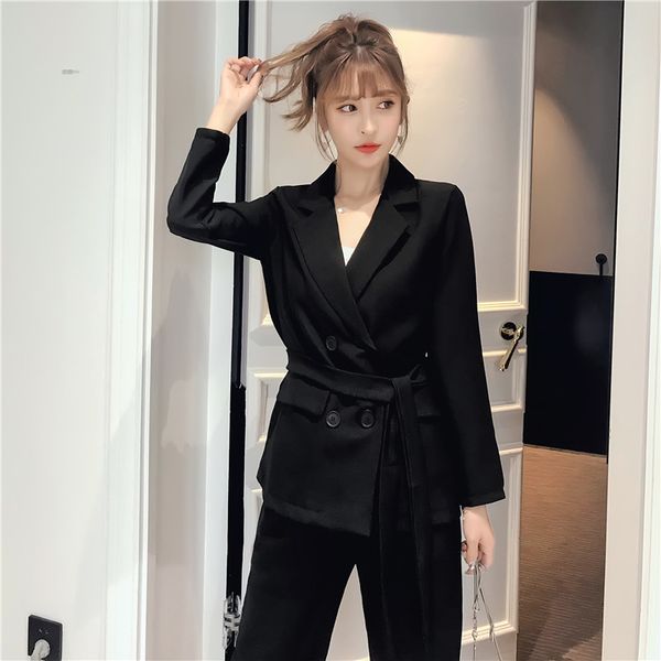 spring autumn women lace up pant suit vintage notched blazer jacket & pant office wear suits casual loose female sets, Black;brown
spring autumn women lace up pant suit vintage notched blazer jacket & pant office wear suits casual loose female sets, Black;brown