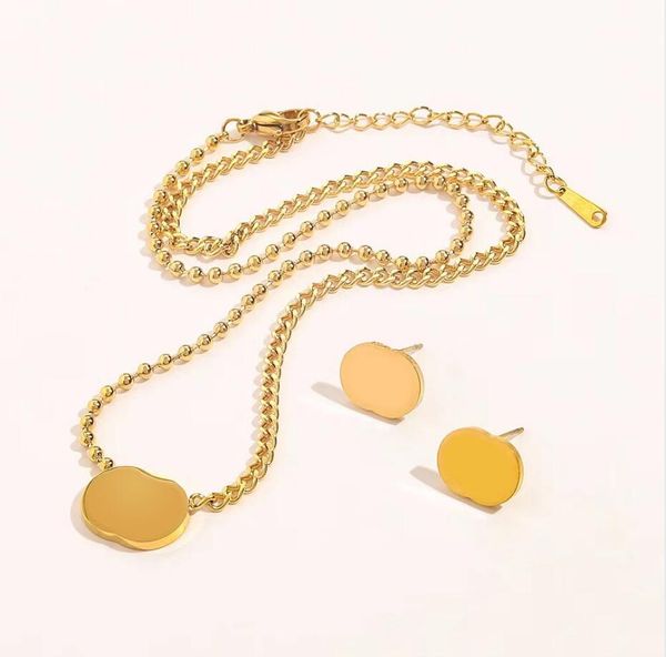 fashion gold color stainless steel dual g women's necklace & earrings ear studs c037x, Silver
fashion gold color stainless steel dual g women's necklace & earrings ear studs c037x, Silver