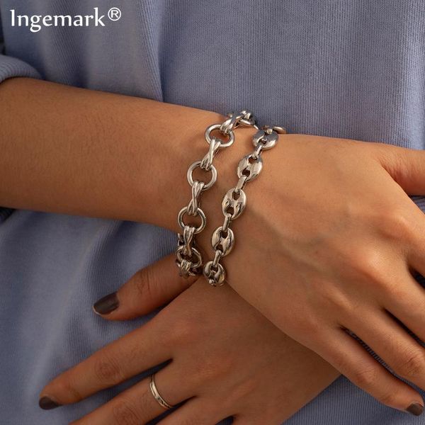 link, chain 2pcs/set hip hop cuban curb bracelet bangle women punk silver color chunky thick link charm hand gothic men jewelry 2021, Black
link, chain 2pcs/set hip hop cuban curb bracelet bangle women punk silver color chunky thick link charm hand gothic men jewelry 2021, Black