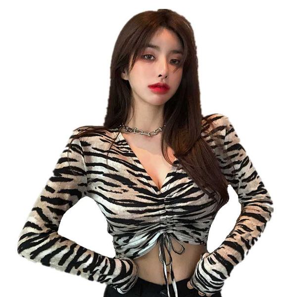 women's t-shirt 2021 summer zebra striped slim deep v t-shirts women club clothing full sleeves drawstring short night tshirts, White
women's t-shirt 2021 summer zebra striped slim deep v t-shirts women club clothing full sleeves drawstring short night tshirts, White