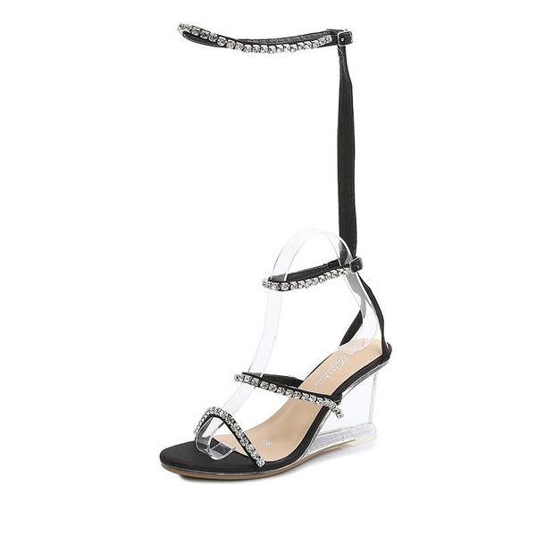 firmranch women's shoes summer rhinestone word belt crystal slope with roman ring front and back strap buckle high-heeled sandal, Black
firmranch women's shoes summer rhinestone word belt crystal slope with roman ring front and back strap buckle high-heeled sandal, Black