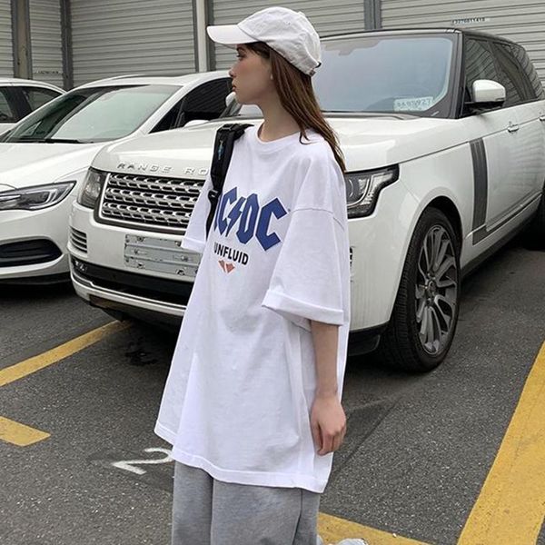women's t-shirt loose letter print casual short sleeve for women 2021 summer korean fashion harajuku cotton bottoming basic oversize, White
women's t-shirt loose letter print casual short sleeve for women 2021 summer korean fashion harajuku cotton bottoming basic oversize, White