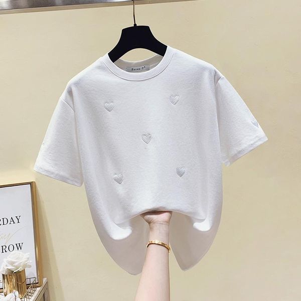 women's t-shirt summer love graphic embroidered pullover short sleeve loose harajuku all-match fashion o-neck base shirt top, White
women's t-shirt summer love graphic embroidered pullover short sleeve loose harajuku all-match fashion o-neck base shirt top, White