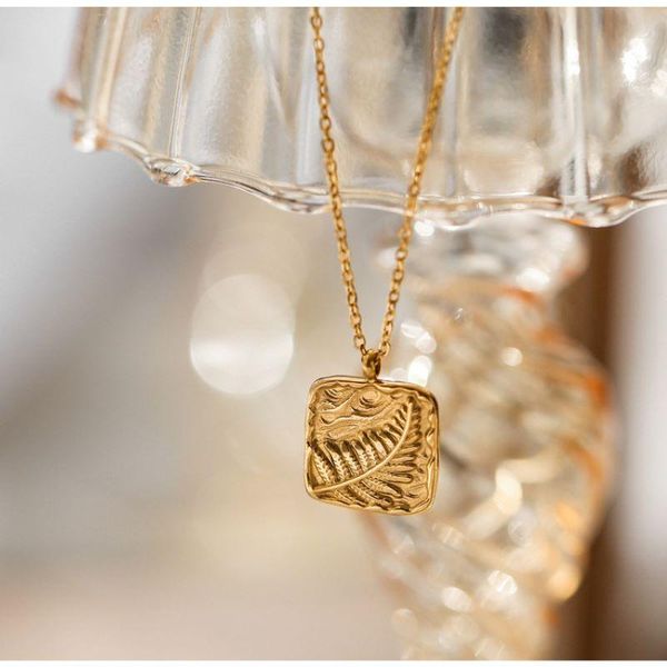 chains leaf relief plate pendant necklaces for women stainless steel gold necklace square charm water-wave chain jewelry gift bff, Silver
chains leaf relief plate pendant necklaces for women stainless steel gold necklace square charm water-wave chain jewelry gift bff, Silver