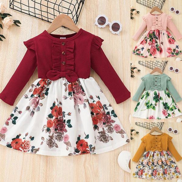 girl's dresses girls long sleeve splicing wood ear flower print princess dress toddler girl christmas outfits kids for clothes, Red;yellow
girl's dresses girls long sleeve splicing wood ear flower print princess dress toddler girl christmas outfits kids for clothes, Red;yellow