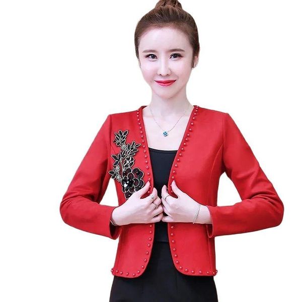 women's suits & blazers 2021 spring autumn female slim suit short jacket embroidery all-match cardigan shawl external collocation skirt, White;black
women's suits & blazers 2021 spring autumn female slim suit short jacket embroidery all-match cardigan shawl external collocation skirt, White;black