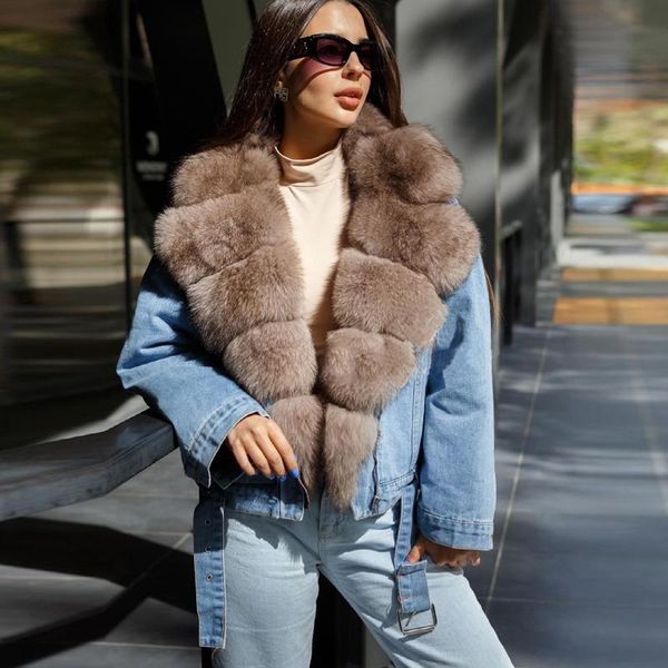 women's fur & faux fashion real coat women natural winter denim jacket with big collar luxury overcoats woman 2021, Black
women's fur & faux fashion real coat women natural winter denim jacket with big collar luxury overcoats woman 2021, Black