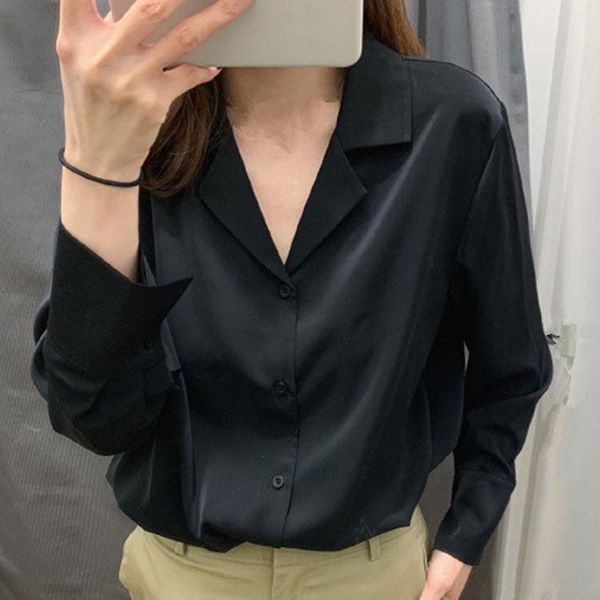 women's blouses & shirts womens and korean solid white chiffon office blusas mujer de moda 2021 long sleeve clothes black botton 0484
women's blouses & shirts womens and korean solid white chiffon office blusas mujer de moda 2021 long sleeve clothes black botton 0484