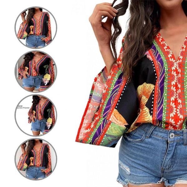 women's blouses & shirts skin-friendly fashion tropical print bohemia pullover comfortable for travel, White
women's blouses & shirts skin-friendly fashion tropical print bohemia pullover comfortable for travel, White