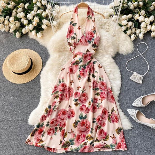 casual dresses halter neck sleeveless floral print women summer dress vintage style high waist a-line midi party backless, Black;gray
casual dresses halter neck sleeveless floral print women summer dress vintage style high waist a-line midi party backless, Black;gray
