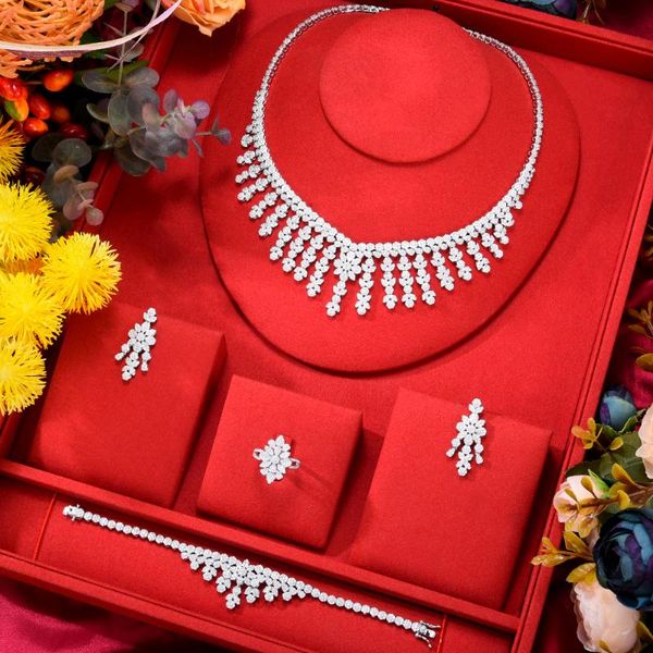 earrings & necklace soramoore trendy 4pcs luxury waterdrop statement jewelry set for women wedding cubic zircon cz african dubai bridal, Silver
earrings & necklace soramoore trendy 4pcs luxury waterdrop statement jewelry set for women wedding cubic zircon cz african dubai bridal, Silver