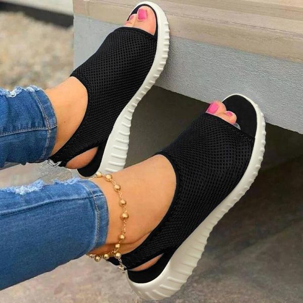 sandals womens ladies casual wedge peep toe slip on mesh breathable shoes solid color simple beach chaussure femme 2021, Black
sandals womens ladies casual wedge peep toe slip on mesh breathable shoes solid color simple beach chaussure femme 2021, Black
