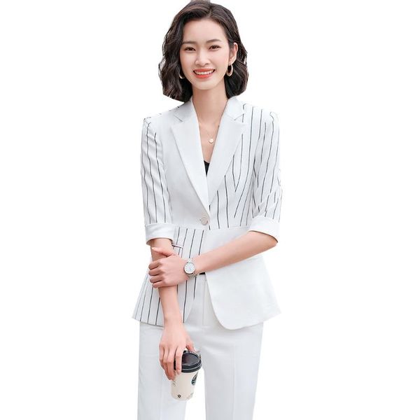 women's two piece pants fashion women white black striped blazer and trouser pant suit office ladies female summer formal business work
women's two piece pants fashion women white black striped blazer and trouser pant suit office ladies female summer formal business work