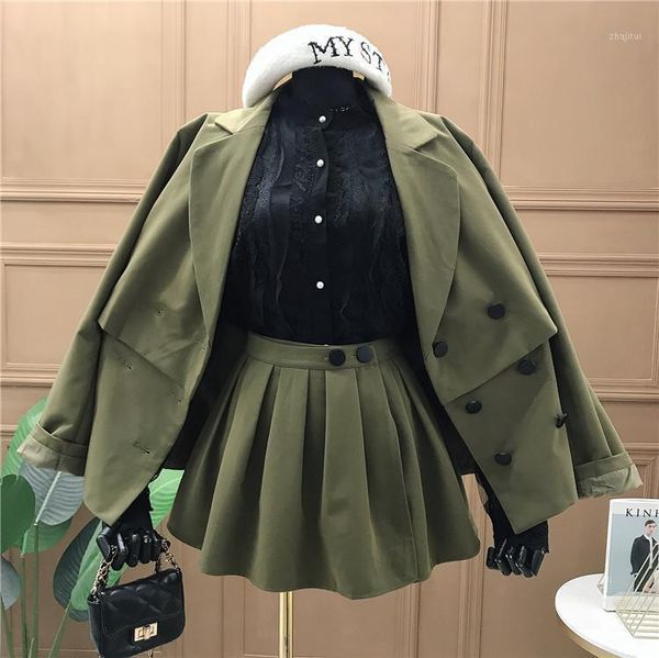 two piece dress 2021 retro suit collar double-breasted blazer + pleated skirt two-piece 0228, White
two piece dress 2021 retro suit collar double-breasted blazer + pleated skirt two-piece 0228, White