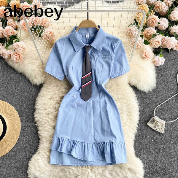 women korean pleated dress turndown-collar sashes office dresses summer fashion streetwear a-line short dress 210715, Black;gray
women korean pleated dress turndown-collar sashes office dresses summer fashion streetwear a-line short dress 210715, Black;gray