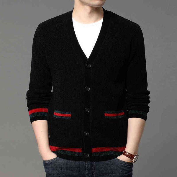 men's jackets autumn thin knitted cardigan men's 2021 youth versatile men's striped loose coat fashion trend, Black;brown
men's jackets autumn thin knitted cardigan men's 2021 youth versatile men's striped loose coat fashion trend, Black;brown