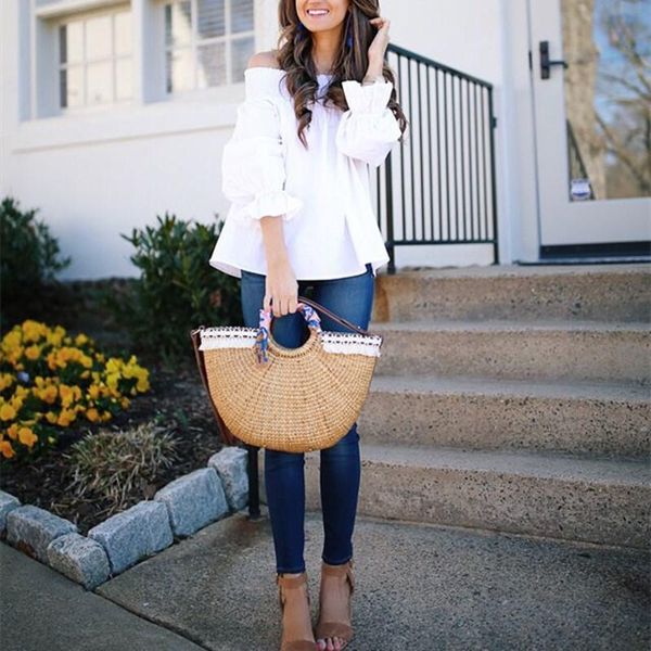women's blouses & shirts 2021 women autumn fashion three quarter bow white slash neck off shoulder puff sleeve
women's blouses & shirts 2021 women autumn fashion three quarter bow white slash neck off shoulder puff sleeve