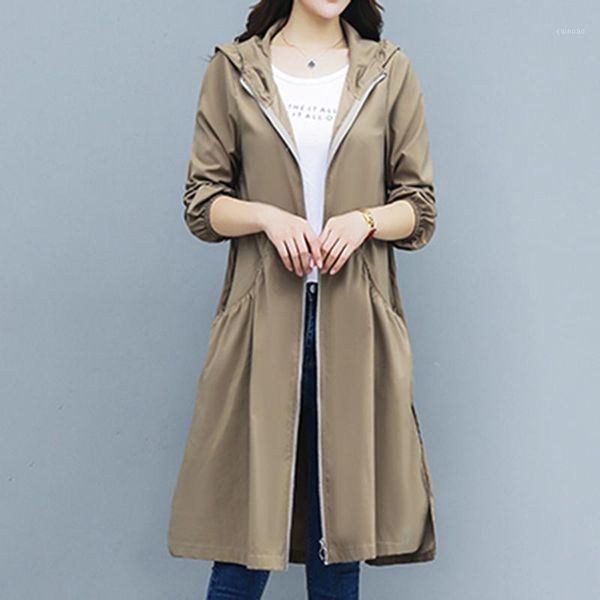 women's trench coats 2021 spring summer windbreaker korean version of the hooded straight long section loose large size a261, Tan;black
women's trench coats 2021 spring summer windbreaker korean version of the hooded straight long section loose large size a261, Tan;black