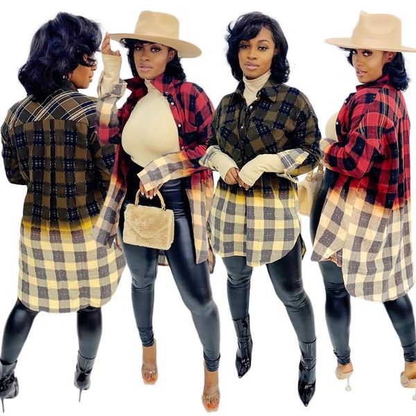 gradient plaid print casual long blouse shirts for women buttons up long sleeve open stitch streetwear plus size oversized, White
gradient plaid print casual long blouse shirts for women buttons up long sleeve open stitch streetwear plus size oversized, White