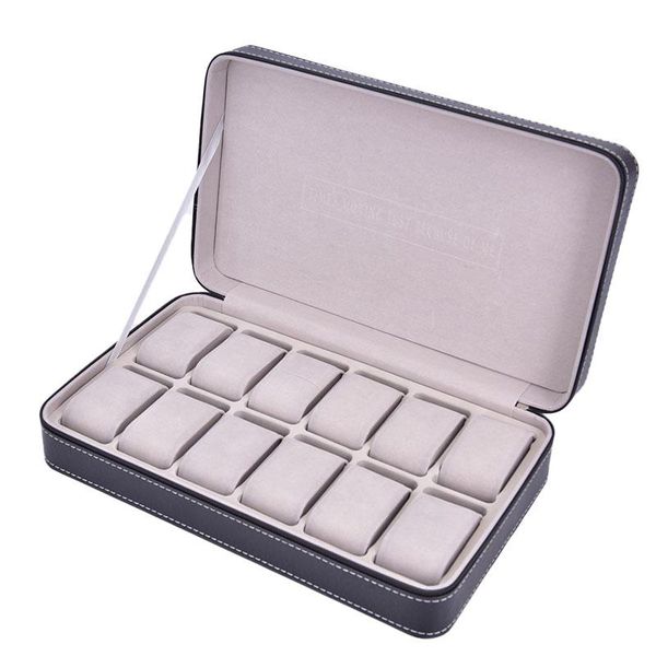 watch boxes & cases 6/12 slots portable black box travel zipper case watches collector storage organizer holder, Black;blue 
watch boxes & cases 6/12 slots portable black box travel zipper case watches collector storage organizer holder, Black;blue