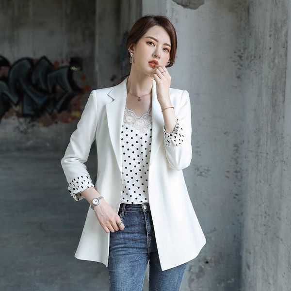 temperament ladies solid color jacket autumn casual loose buttonless white blazer medium long suit female 210527, White;black
temperament ladies solid color jacket autumn casual loose buttonless white blazer medium long suit female 210527, White;black