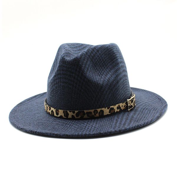 wool jazz fedora hats casual wide brim leather felt hat vintage gangster panama trilby formal party cap, Blue;gray
wool jazz fedora hats casual wide brim leather felt hat vintage gangster panama trilby formal party cap, Blue;gray