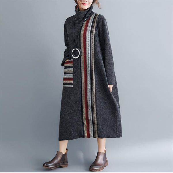 casual dresses fall/winter 2021 fashion high-neck loose and thin stitching all-match elegant plus size women's dress, Black;gray
casual dresses fall/winter 2021 fashion high-neck loose and thin stitching all-match elegant plus size women's dress, Black;gray