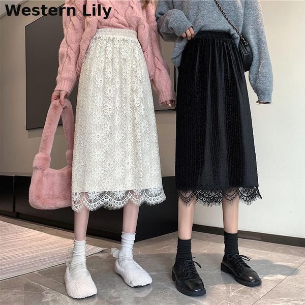 skirts high waist women lace korean cute elegant office a-line skirt female lady midi for, Black
skirts high waist women lace korean cute elegant office a-line skirt female lady midi for, Black