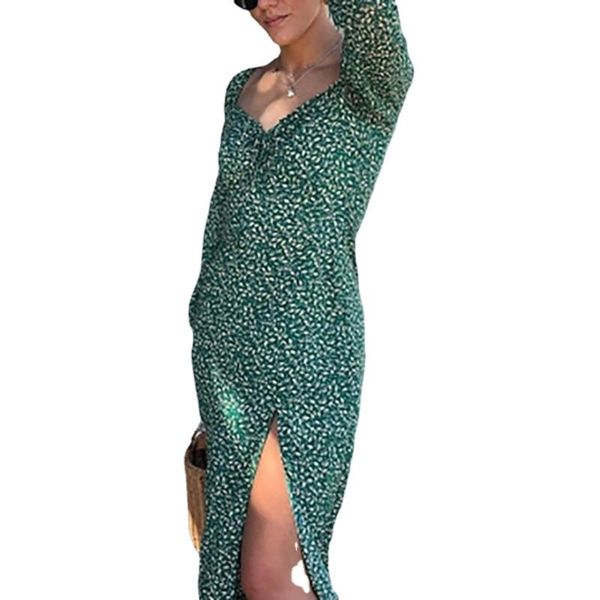 party dresses spring vintage long sleeve green floral dress women autumn winter slit maxi leaf print boho vestidos, White;black
party dresses spring vintage long sleeve green floral dress women autumn winter slit maxi leaf print boho vestidos, White;black