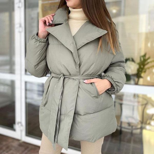 women's down & parkas conkor fashion loose winter thick notched women elegant solid tie belt coats pockets cotton jackets ladies, Black
women's down & parkas conkor fashion loose winter thick notched women elegant solid tie belt coats pockets cotton jackets ladies, Black