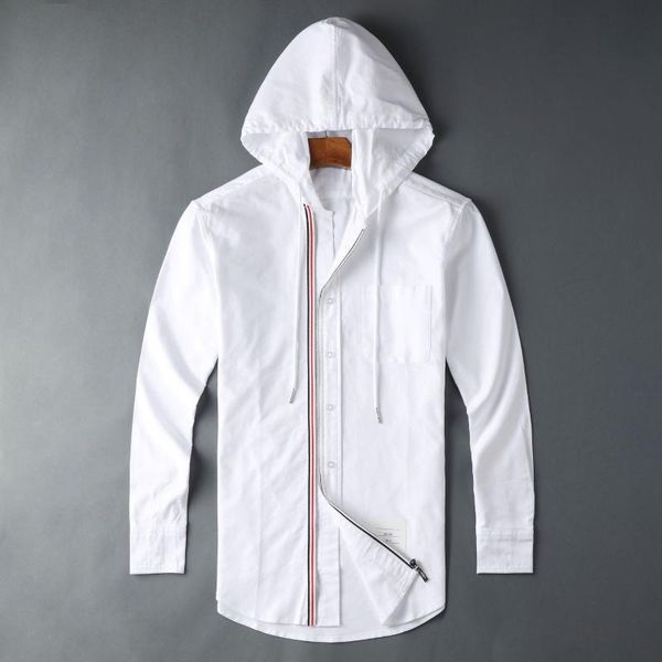 men's casual shirts fashion 2021 brand men slim white long sleeve hooded shirt oxford striped fabric solid clothing, White;black
men's casual shirts fashion 2021 brand men slim white long sleeve hooded shirt oxford striped fabric solid clothing, White;black