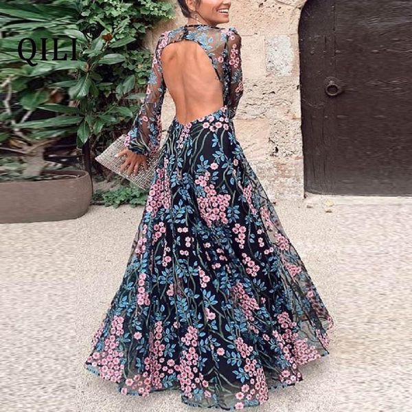 casual dresses qili summer womens dress long sleeve hollow out backless floor-length floral print elegant lady, Black;gray
casual dresses qili summer womens dress long sleeve hollow out backless floor-length floral print elegant lady, Black;gray