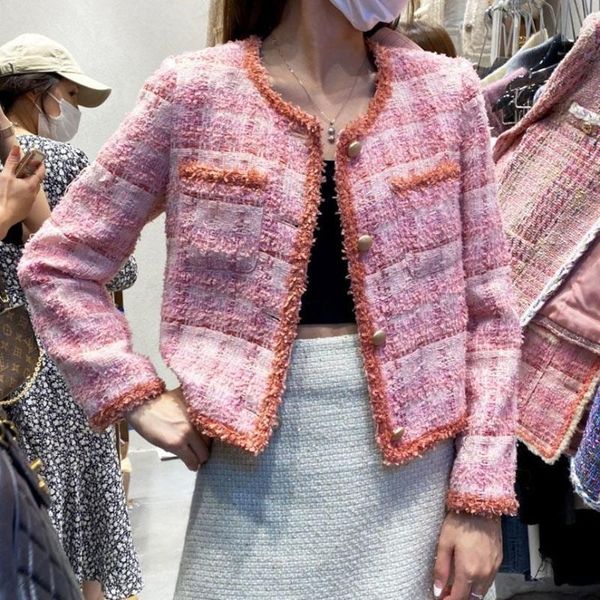 women's jackets coat pink short jacket lady korean style celebrity all-match french retro girls tweed temperament plaid female clothes, Black;brown
women's jackets coat pink short jacket lady korean style celebrity all-match french retro girls tweed temperament plaid female clothes, Black;brown