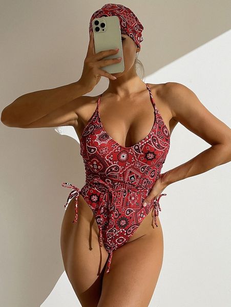 paisley & scarf print high leg one piece swimsuit with bandana x61m#, White;black
paisley & scarf print high leg one piece swimsuit with bandana x61m#, White;black