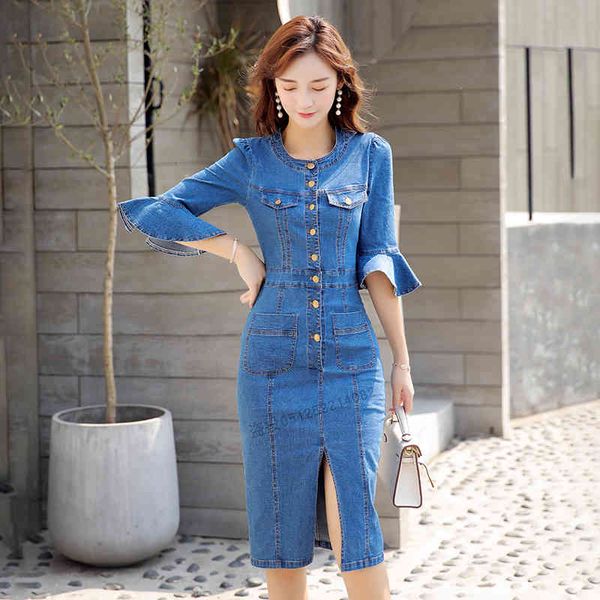 casual dresses youth women's mid-length denim spring fashion flare-sleeve elastic fabric slim cotton long female 2128, Black;gray 
casual dresses youth women's mid-length denim spring fashion flare-sleeve elastic fabric slim cotton long female 2128, Black;gray