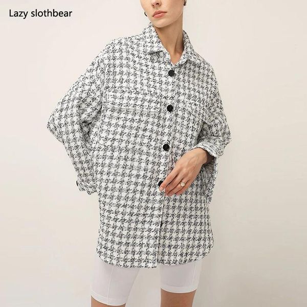 women's wool & blends high-quality ladies spring and autumn fashion casual jacket plaid outwear long-sleeved loose coat all-match blaze, Black
women's wool & blends high-quality ladies spring and autumn fashion casual jacket plaid outwear long-sleeved loose coat all-match blaze, Black