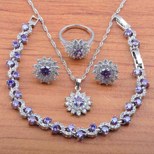 2021 fashion silver color jewelry purple zirconia for women earrings necklace pendant rings bracelet set js0466
2021 fashion silver color jewelry purple zirconia for women earrings necklace pendant rings bracelet set js0466
