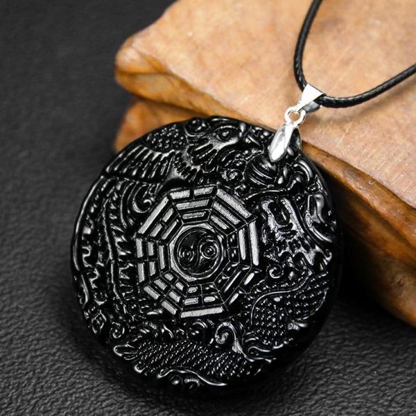 pendant necklaces natural black obsidian hand carved chinese dragon phoenix bagua lucky amulet peace mascot necklace for women men, Silver
pendant necklaces natural black obsidian hand carved chinese dragon phoenix bagua lucky amulet peace mascot necklace for women men, Silver